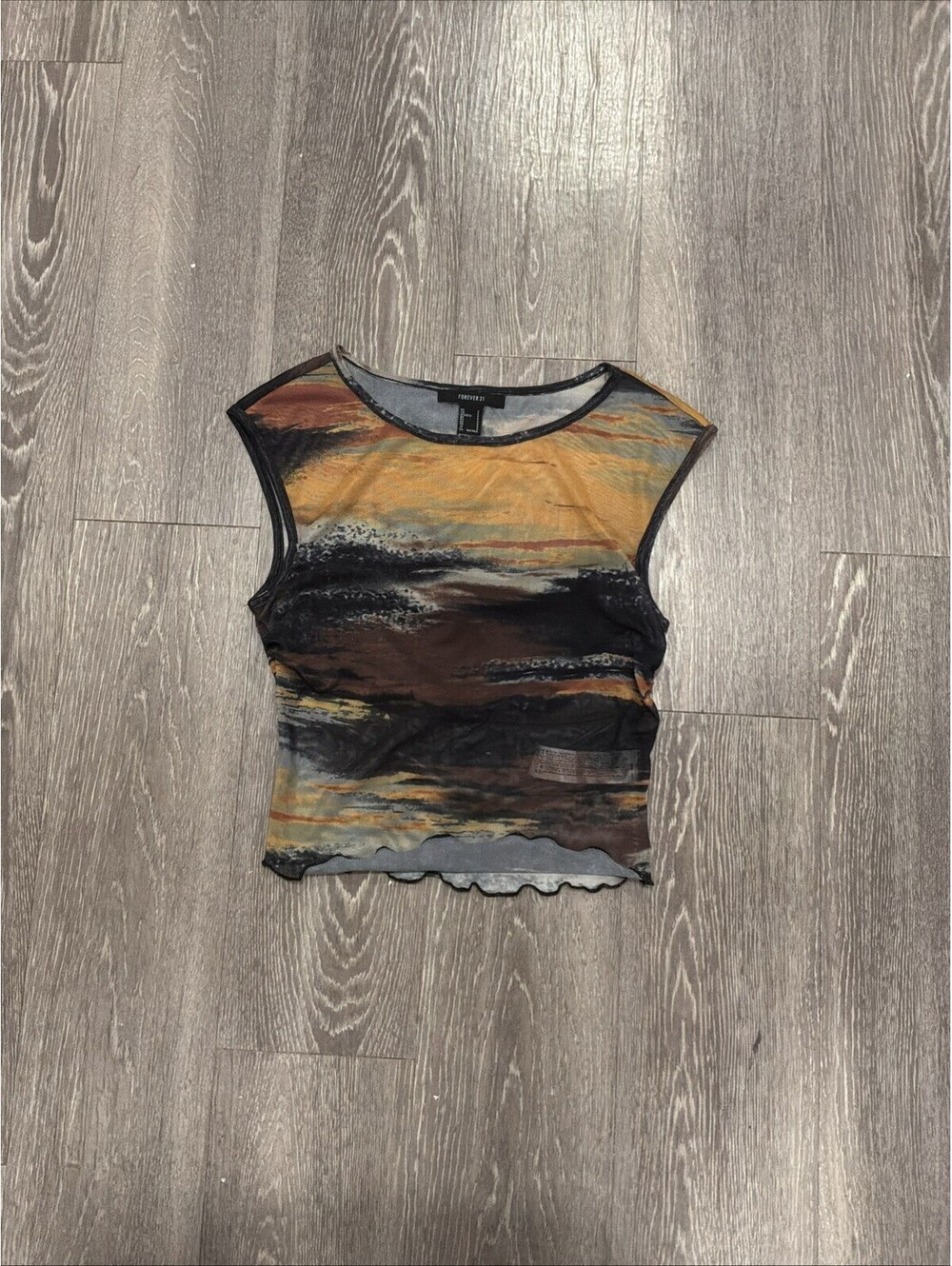 Forever 21 Womens Semi Sheer Mesh Sleeveless Top Tank Y2K Grunge Size S